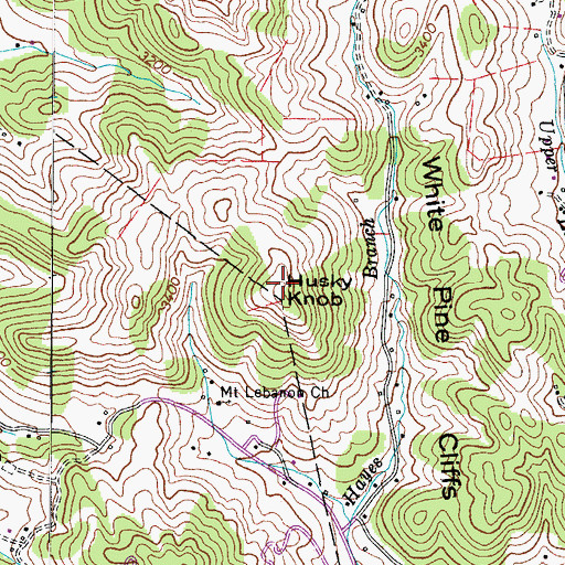 Topographic Map of Husky Knob, NC