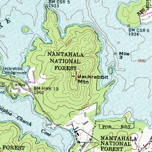 Topographic Map of Jackrabbit Mountain, NC