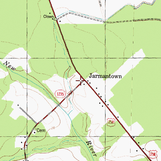 Topographic Map of Jarmantown, NC