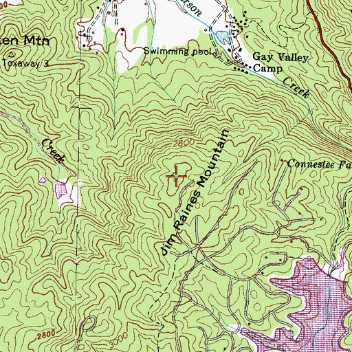 Topographic Map of Jim Raines Mountain, NC