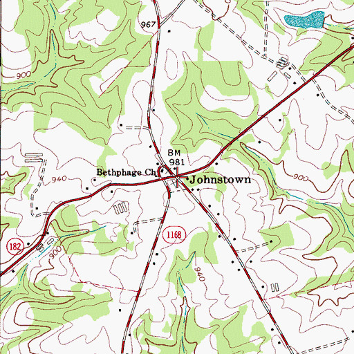Topographic Map of Johnstown, NC