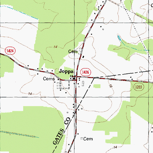 Topographic Map of Joppa, NC