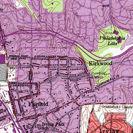 Topographic Map of Kirkwood, NC