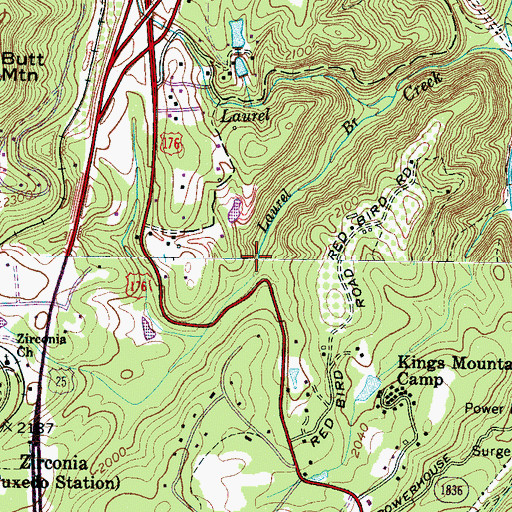 Topographic Map of Laurel Branch, NC