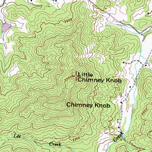 Topographic Map of Little Chimney Knob, NC
