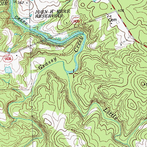 Topographic Map of Little Grassy Creek, NC