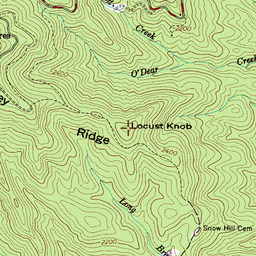 Topographic Map of Locust Knob, NC