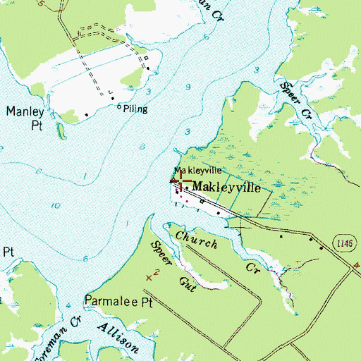 Topographic Map of Makleyville, NC