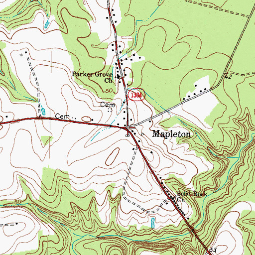 Topographic Map of Mapleton, NC