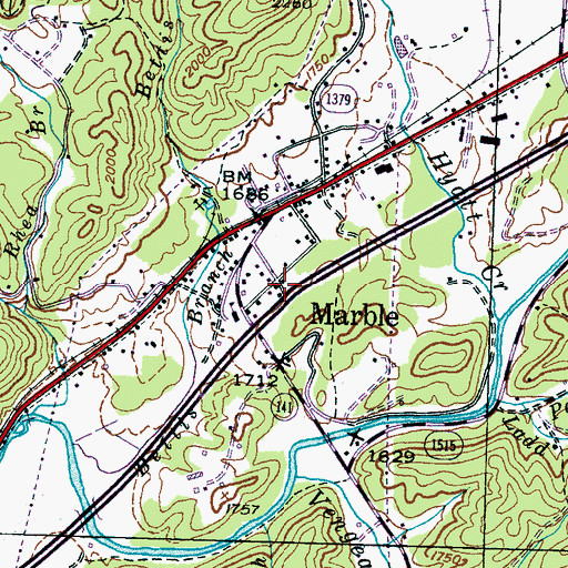 Topographic Map of Marble, NC