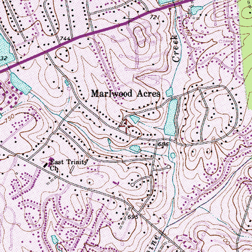 Topographic Map of Marlwood Acre, NC