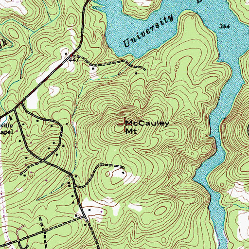 Topographic Map of McCauley Mount, NC