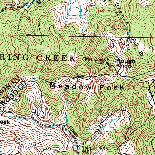 Topographic Map of Meadow Fork Mountain, NC