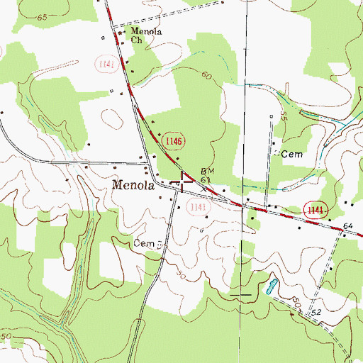 Topographic Map of Menola, NC