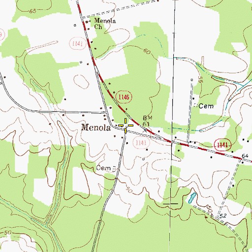 Topographic Map of Menola, NC