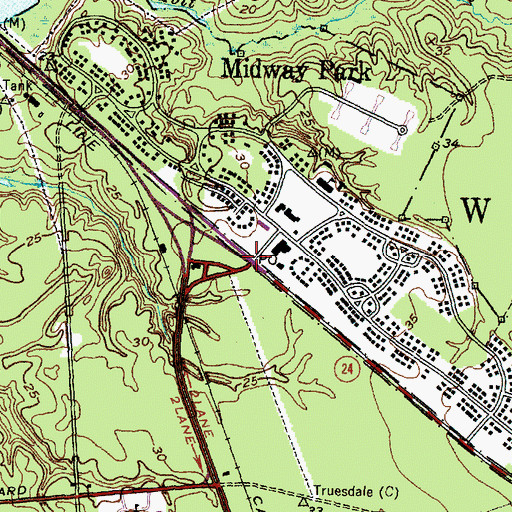Topographic Map of Midway Park, NC
