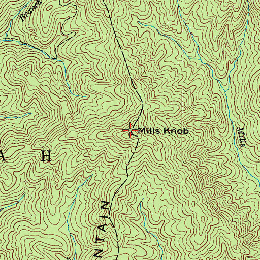 Topographic Map of Mills Knob, NC