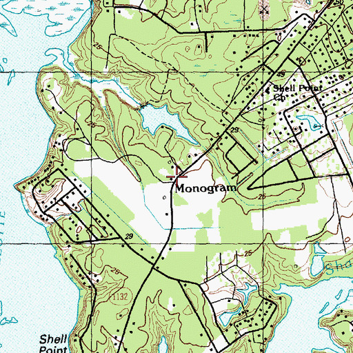Topographic Map of Monogram, NC