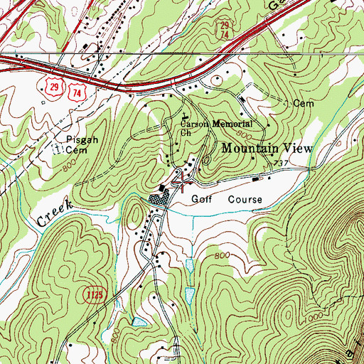 Topographic Map of Mountain View, NC