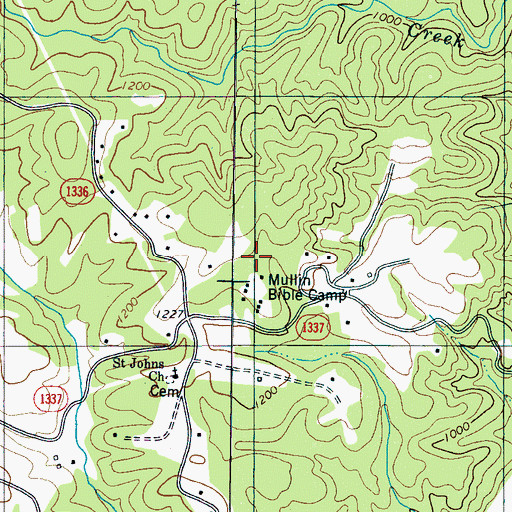 Topographic Map of Mullin Bible Camp, NC