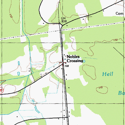 Topographic Map of Nobles Crossing, NC