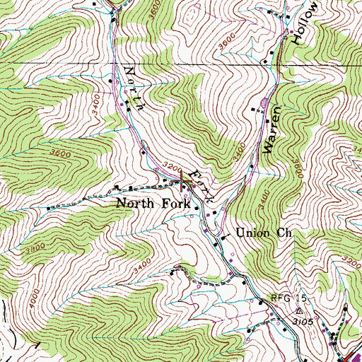 Topographic Map of North Fork, NC