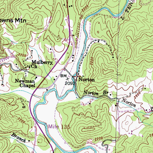 Topographic Map of Norton, NC