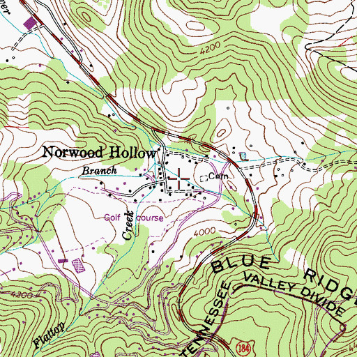 Topographic Map of Norwood Hollow, NC