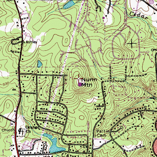 Topographic Map of Nunn Mountain, NC