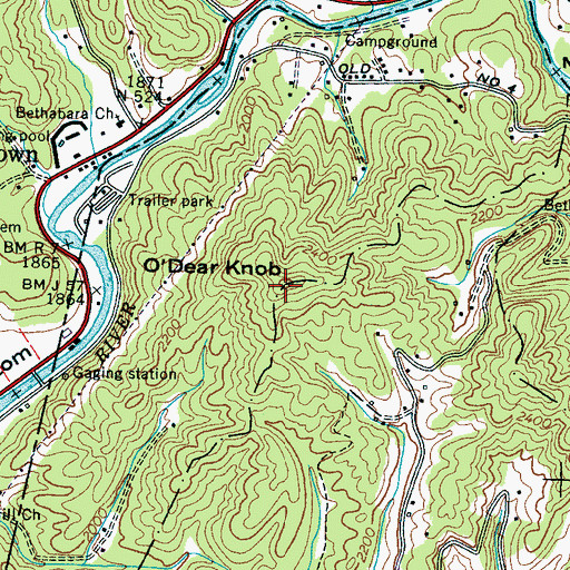 Topographic Map of O'Dear Knob, NC