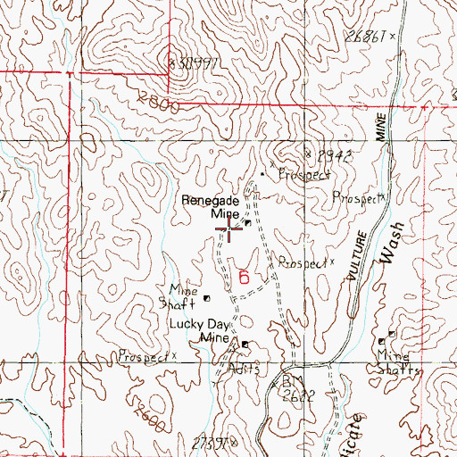 Topographic Map of Renegade Mine, AZ