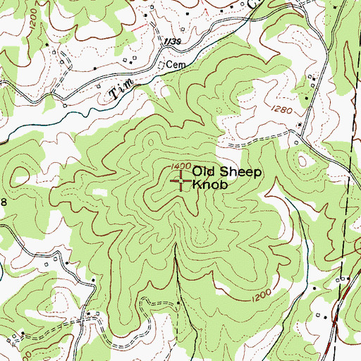 Topographic Map of Old Sheep Knob, NC