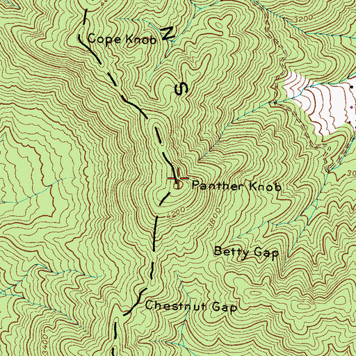Topographic Map of Panther Knob, NC