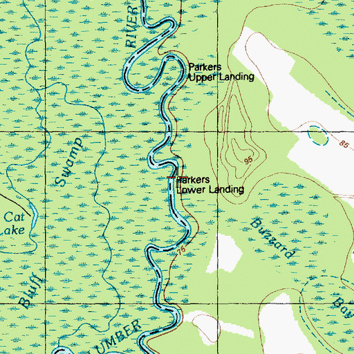 Topographic Map of Parkers Lower Landing, NC