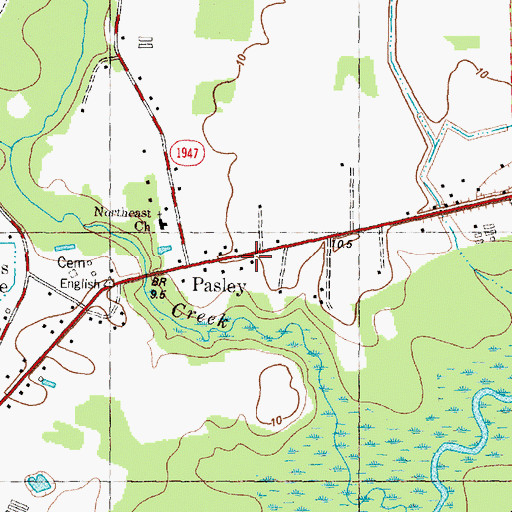 Topographic Map of Pasley, NC