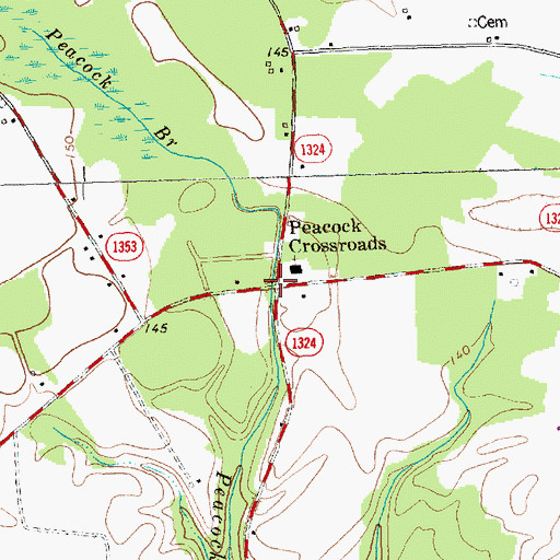 Topographic Map of Peacock Crossroads, NC