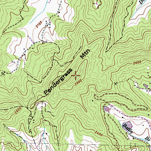 Topographic Map of Pendergrass Mountain, NC