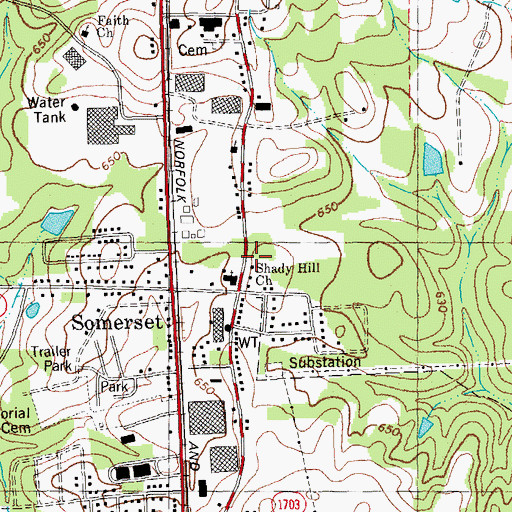 Topographic Map of Somerset, NC
