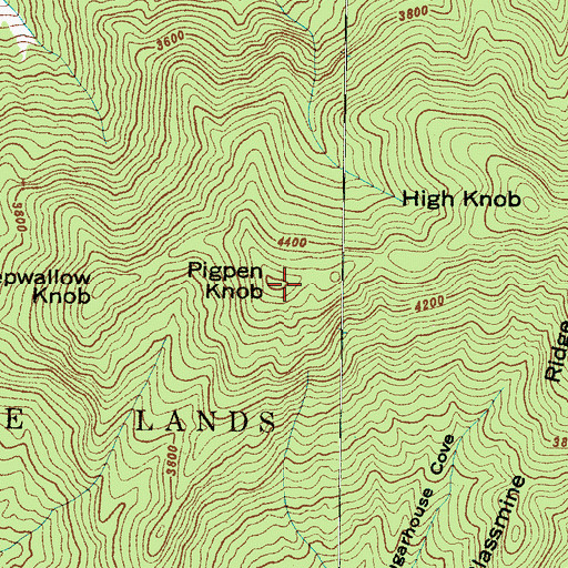 Topographic Map of Pigpen Knob, NC