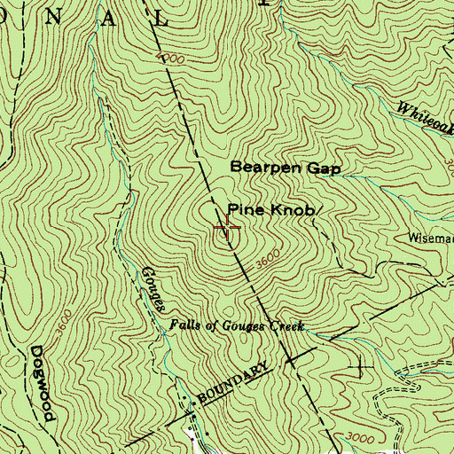 Topographic Map of Pine Knob, NC