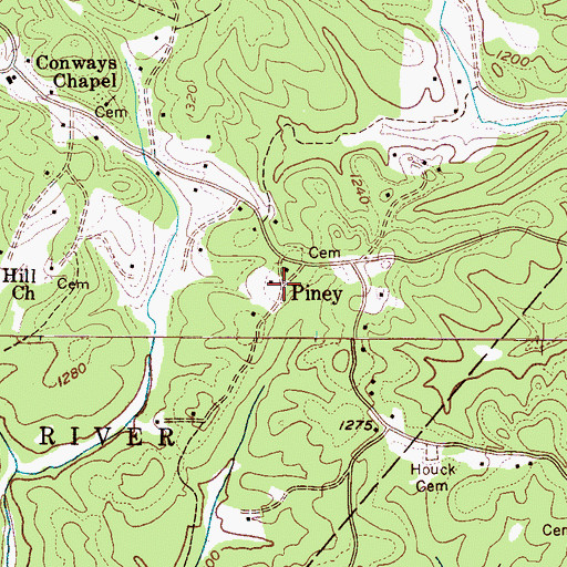 Topographic Map of Piney, NC