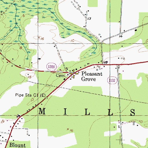 Topographic Map of Pleasant Grove, NC
