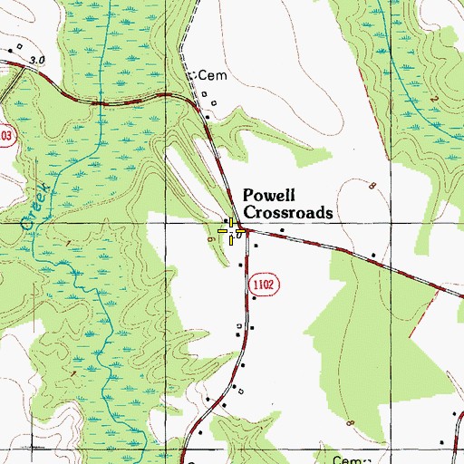 Topographic Map of Powell Crossroads, NC