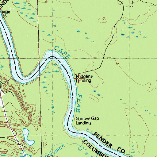 Topographic Map of Pridgens Landing, NC