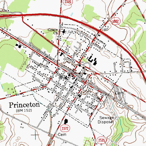 Topographic Map of Princeton, NC