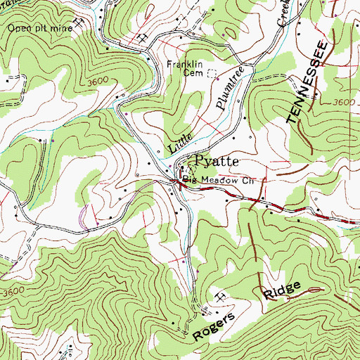 Topographic Map of Pyatte, NC