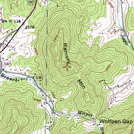 Topographic Map of Ramsey Mountain, NC