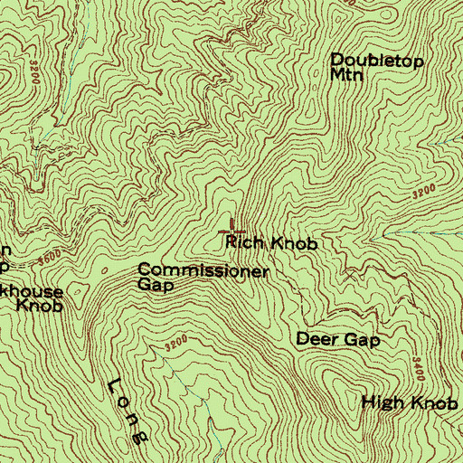 Topographic Map of Rich Knob, NC
