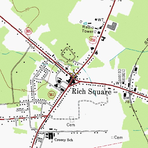 Topographic Map of Rich Square, NC