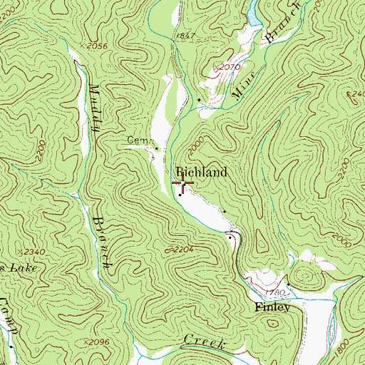 Topographic Map of Richland, NC